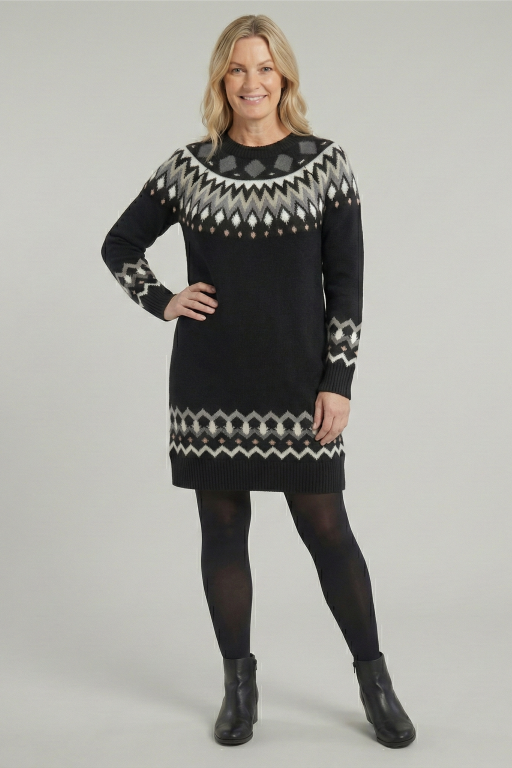 Geometric Print Knitted Shift Dress