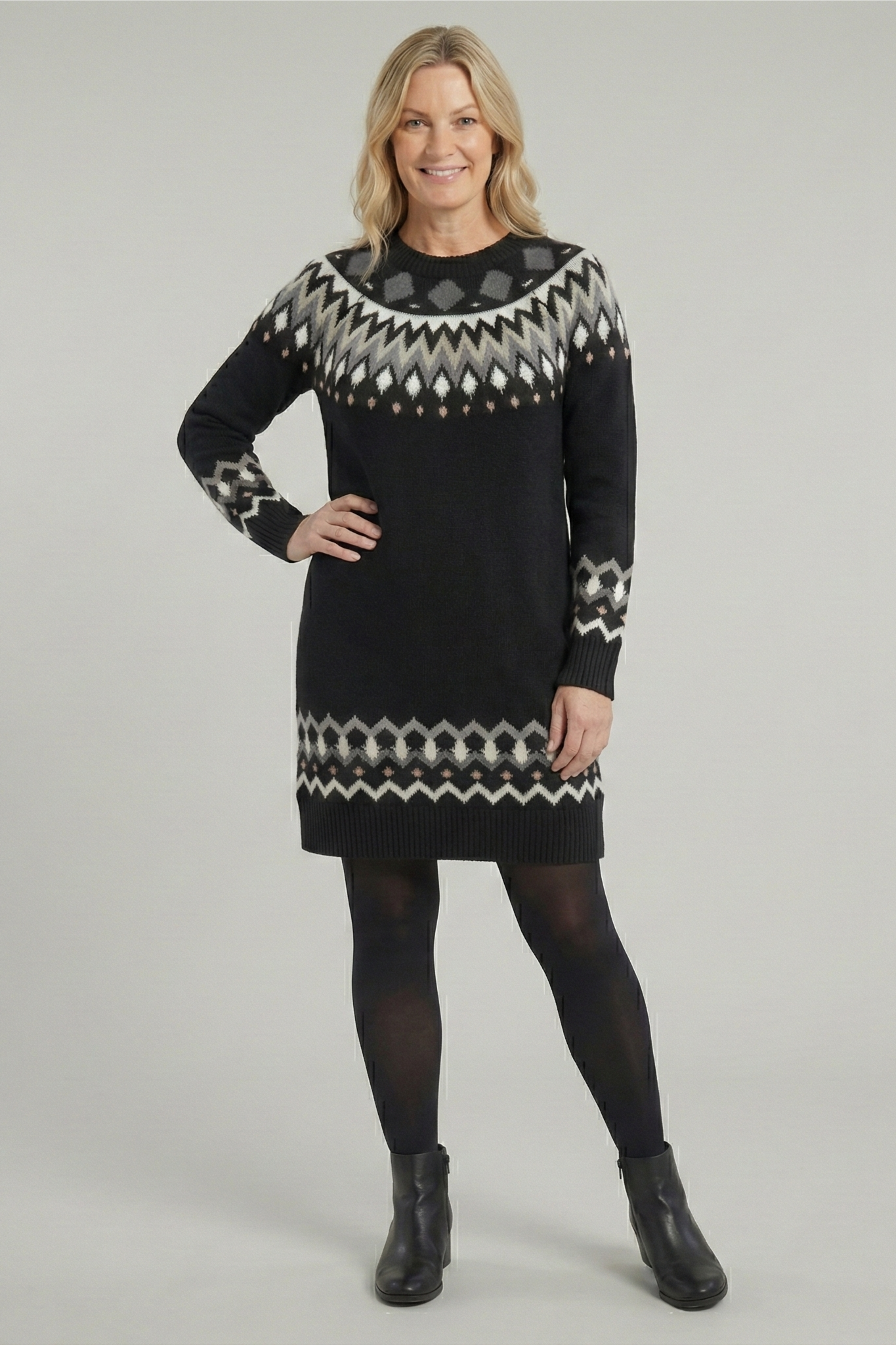 Geometric Print Knitted Shift Dress