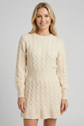 Apricot Cable Knit Mini Dress