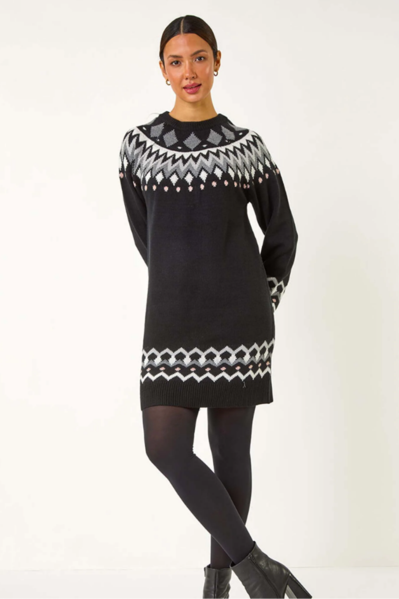 Geometric Print Knitted Shift Dress