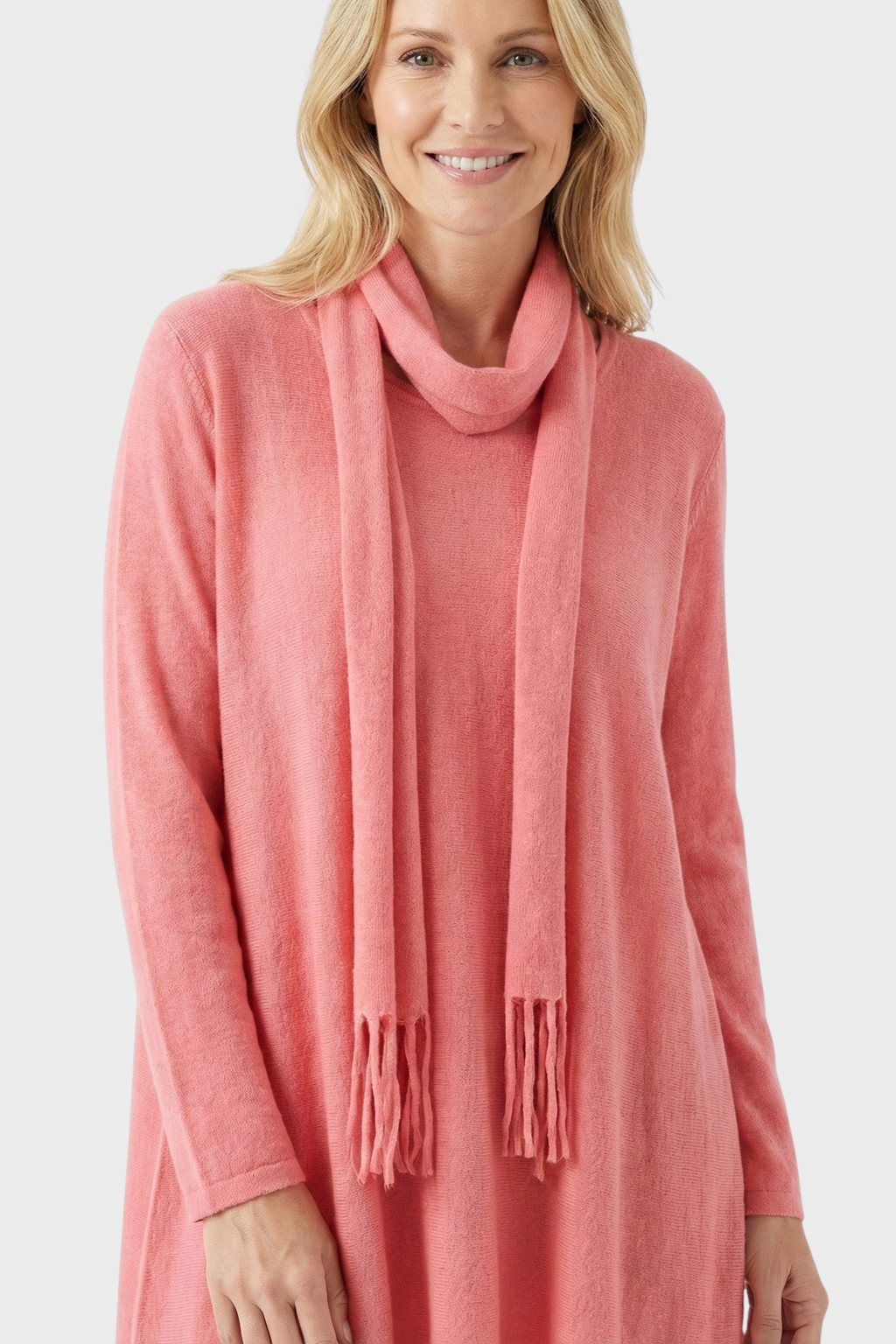 Coral Oversize Top with Scarf