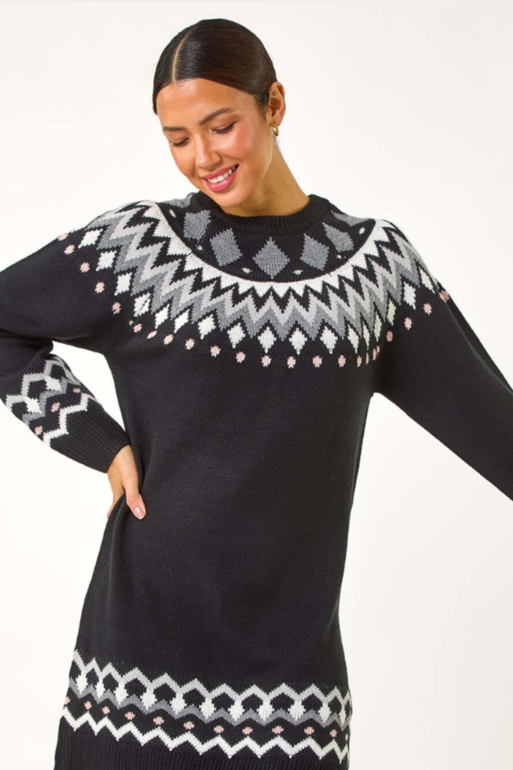 Geometric Print Knitted Shift Dress