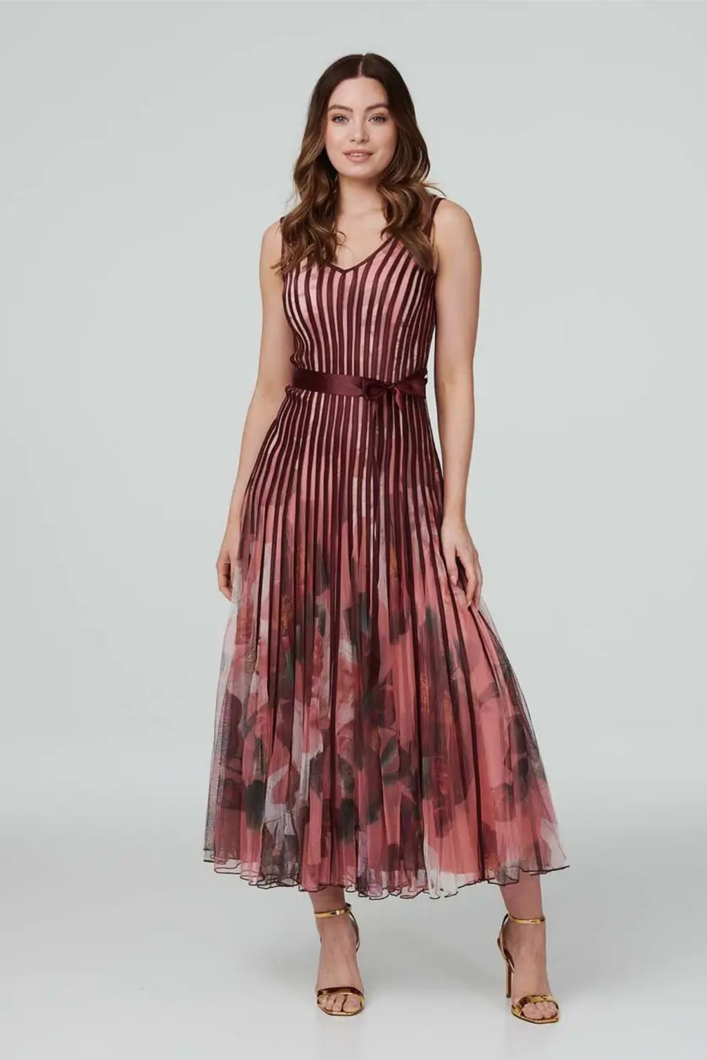 Floral Satin Panel Maxi Dress