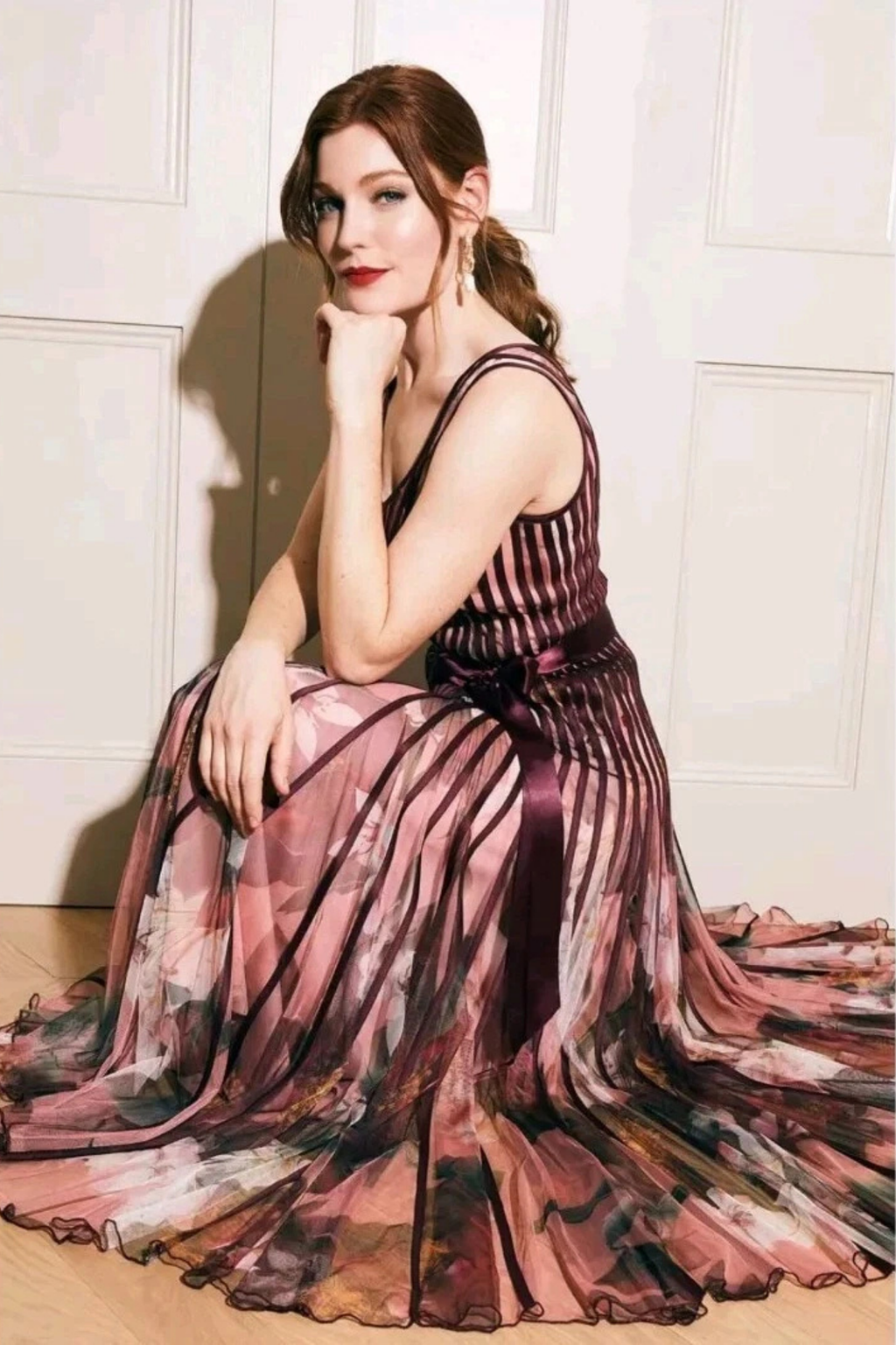 Floral Satin Panel Maxi Dress