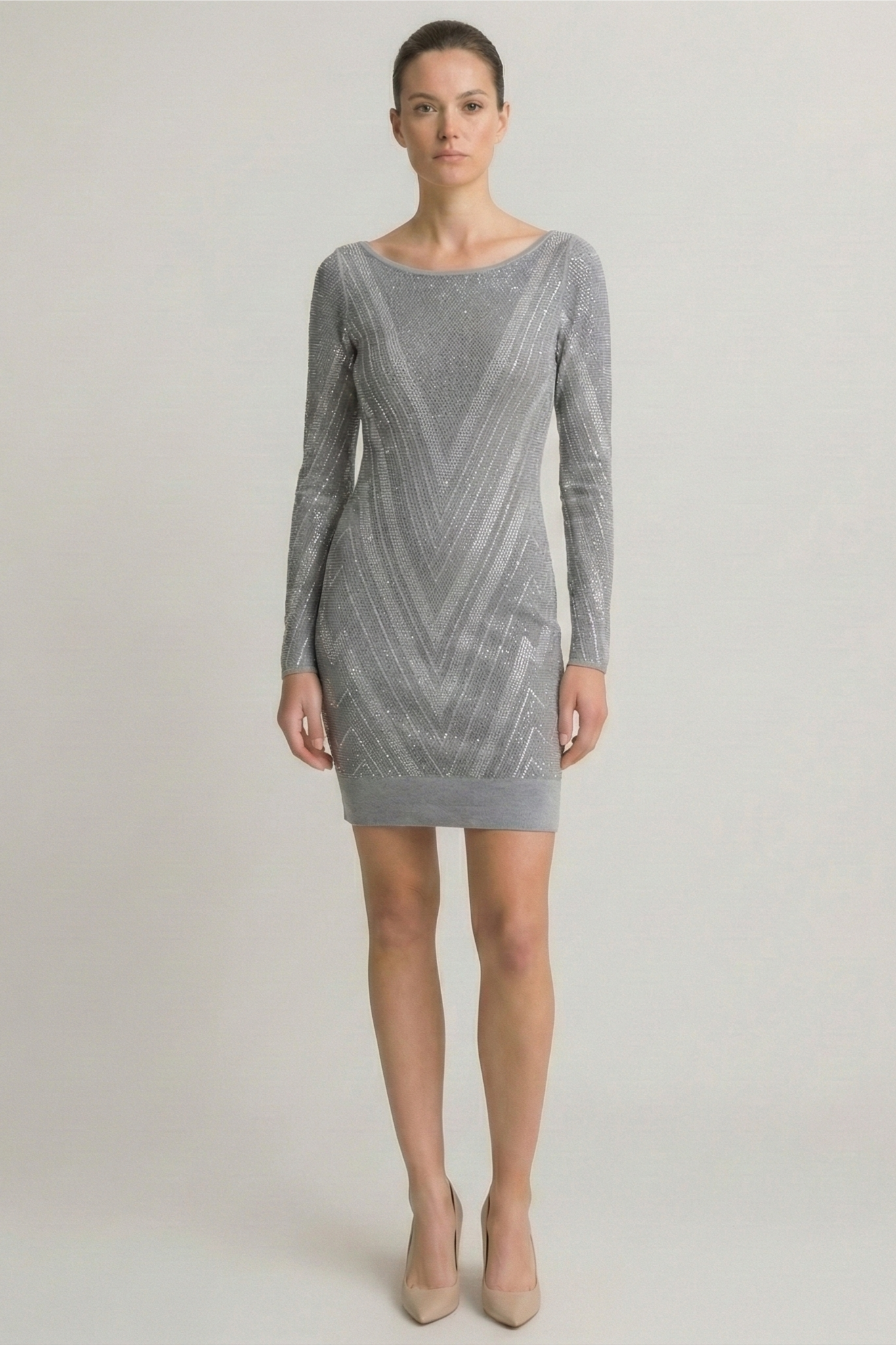 Rhinestone Chevron Knit Dress