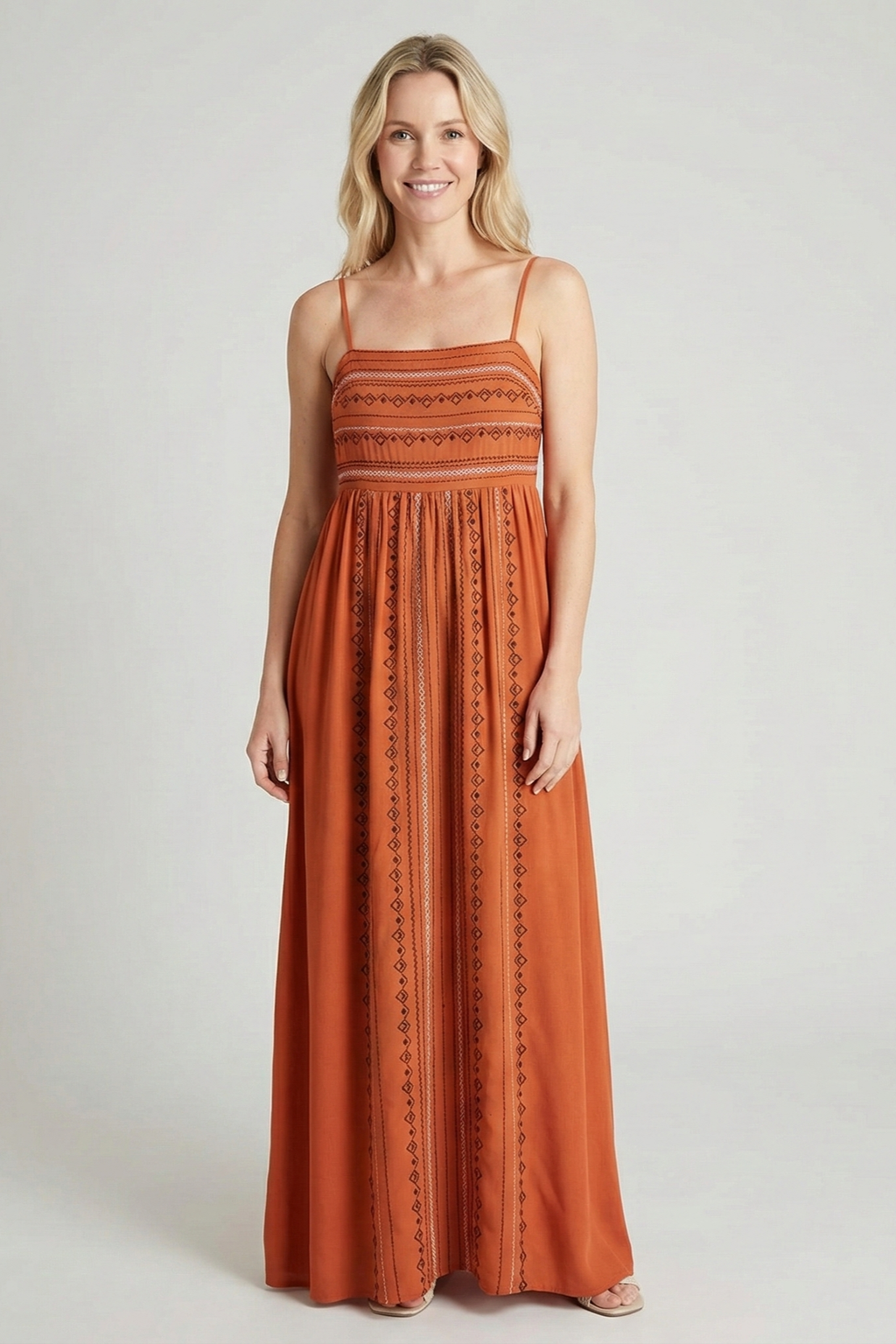 One Size / Rust Chiffon Maxi Dress
