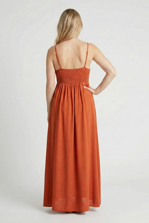One Size / Rust Chiffon Maxi Dress