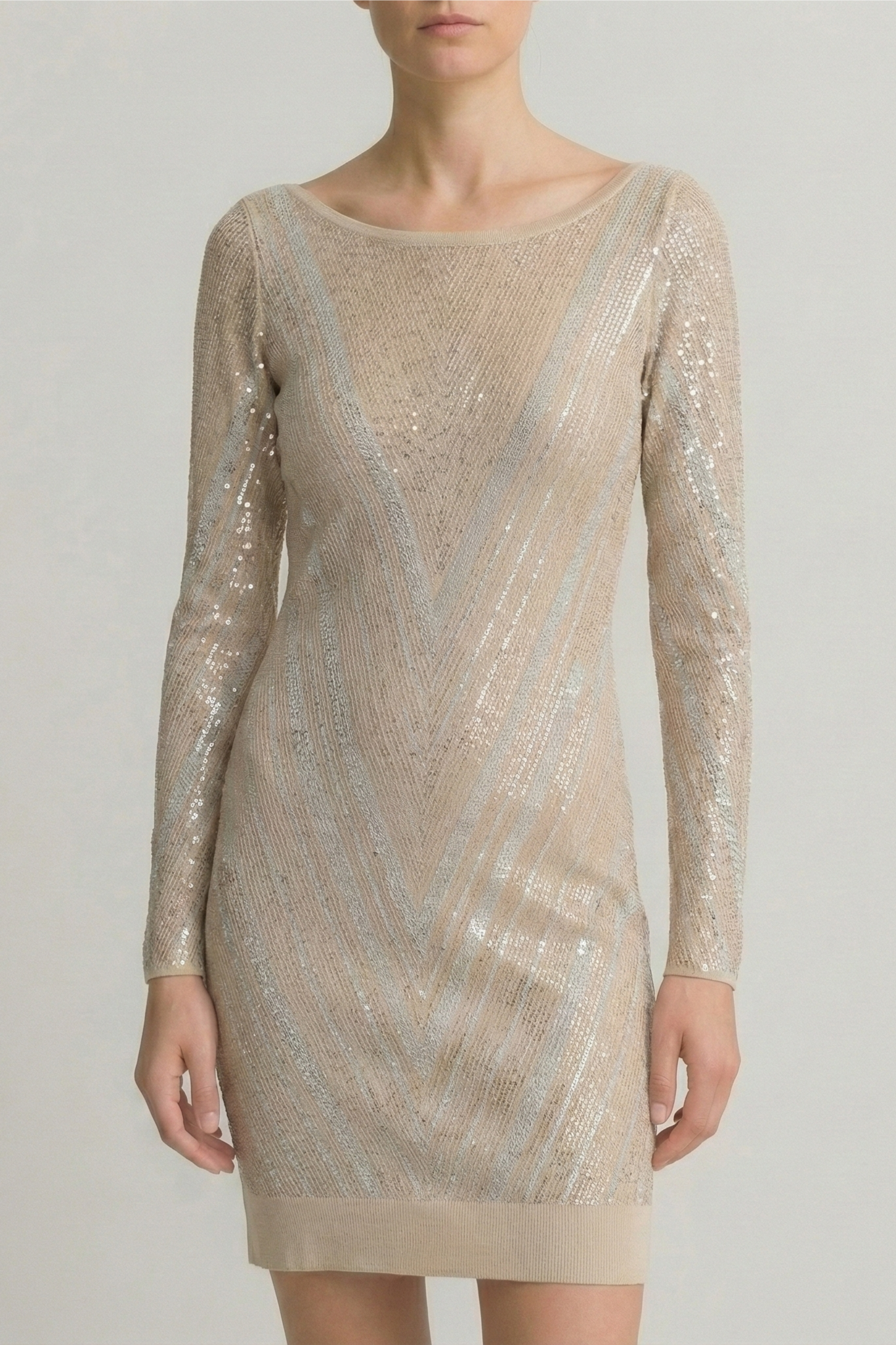 Rhinestone Chevron Knit Dress