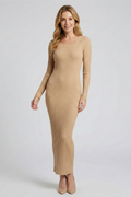 Beige Heart Open Back Knit Dress