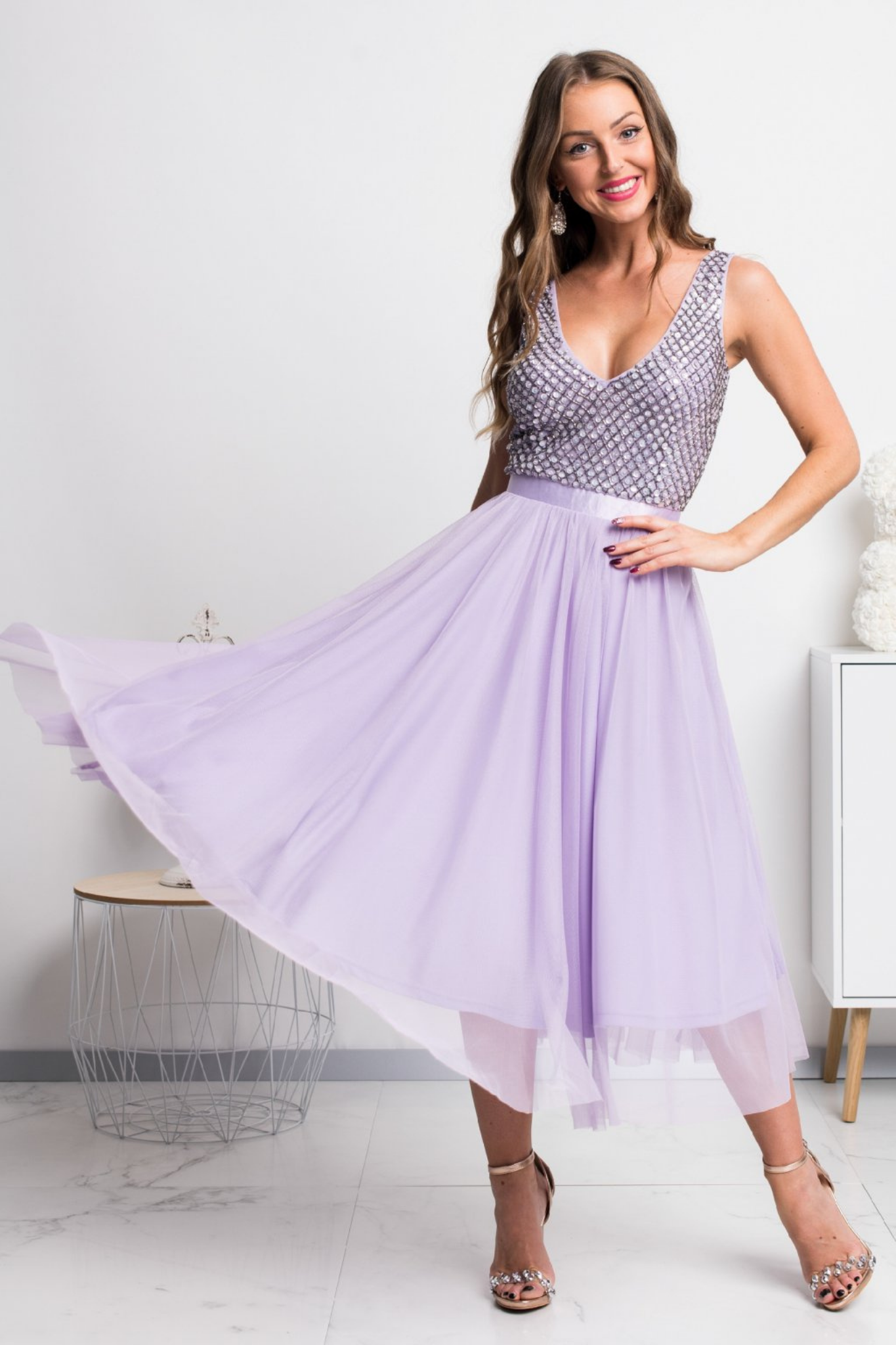 Embellished Goddess Lilac Dress