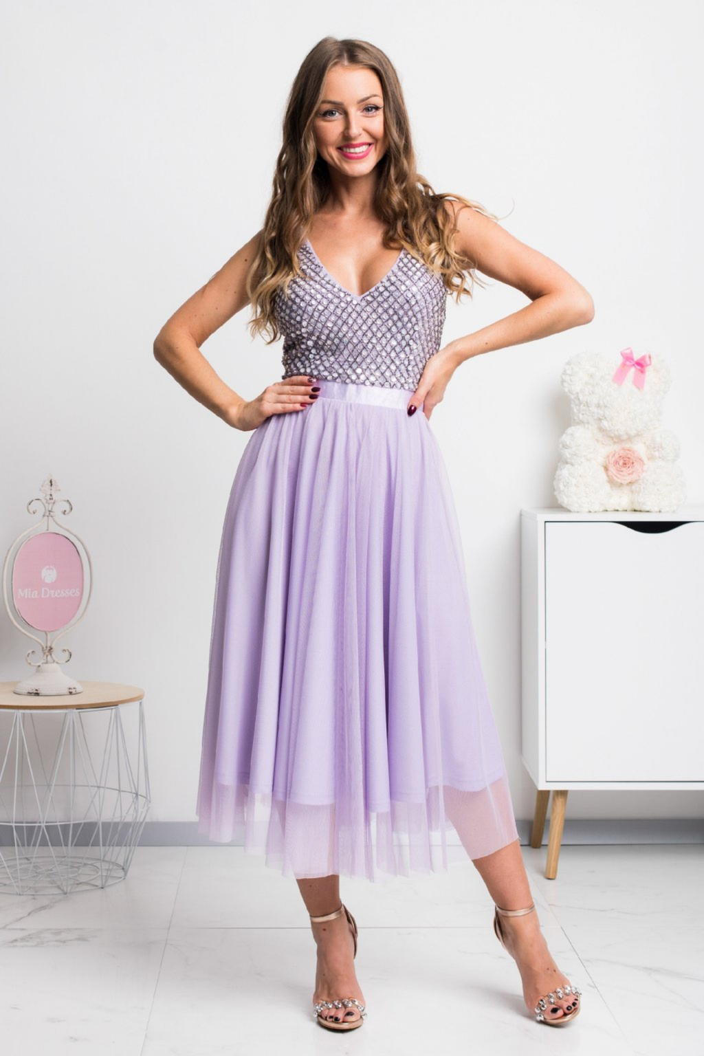 Embellished Goddess Lilac Dress