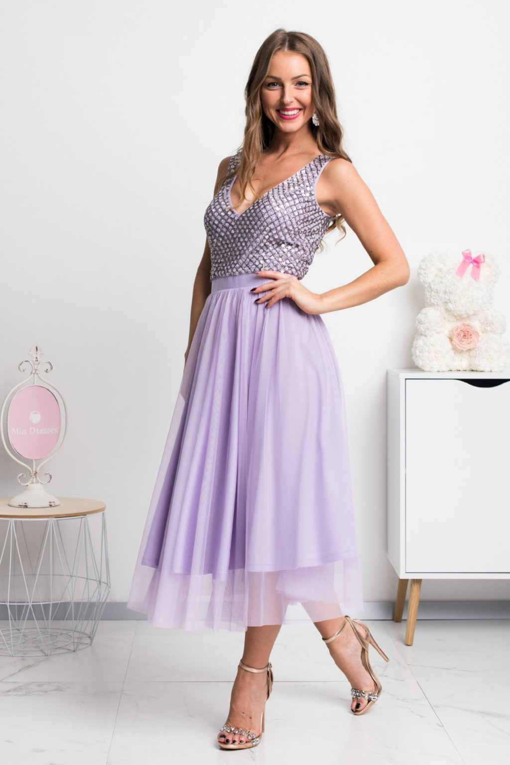Embellished Goddess Lilac Dress