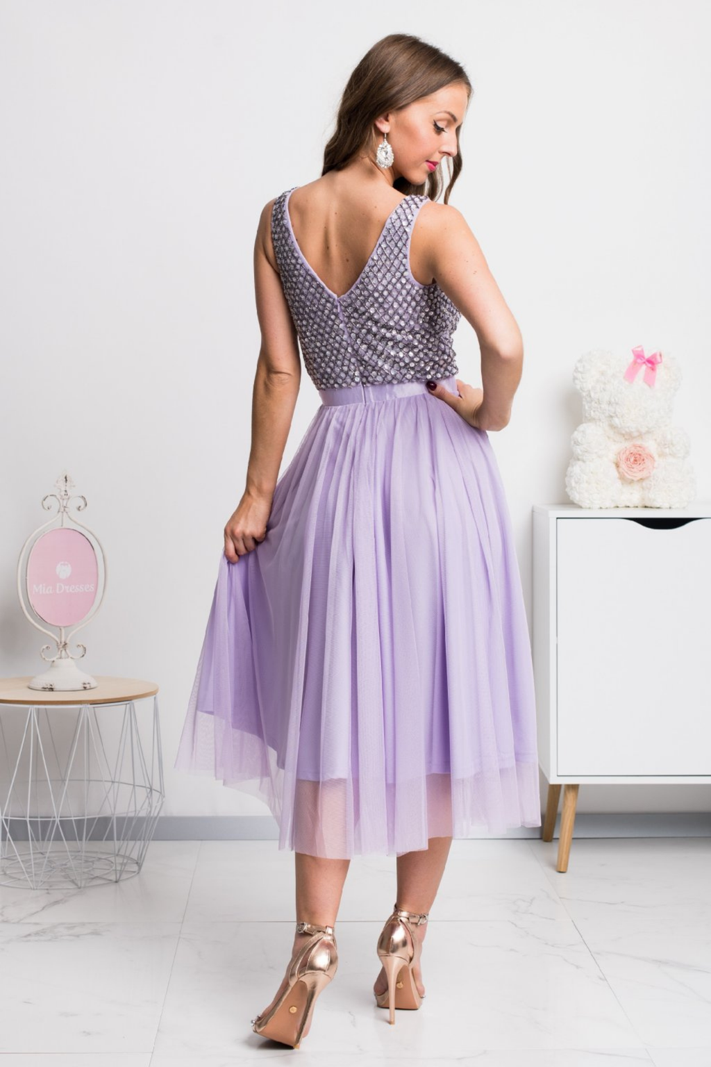 Embellished Goddess Lilac Dress