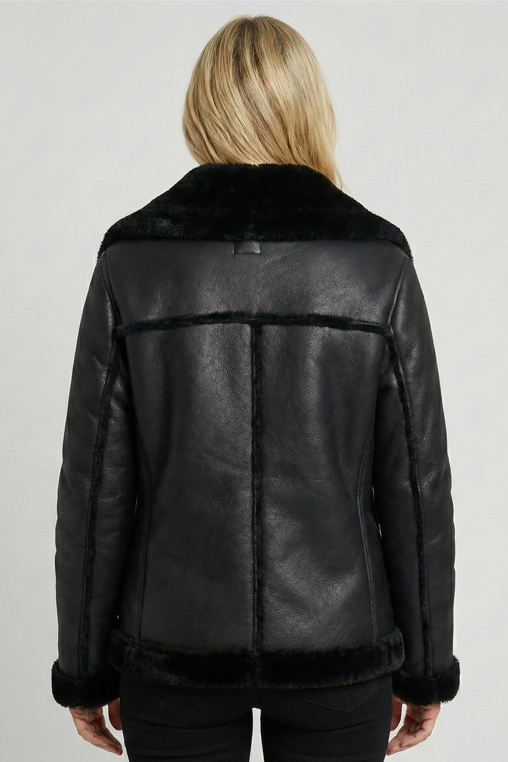 Biker-style jacket in faux fur