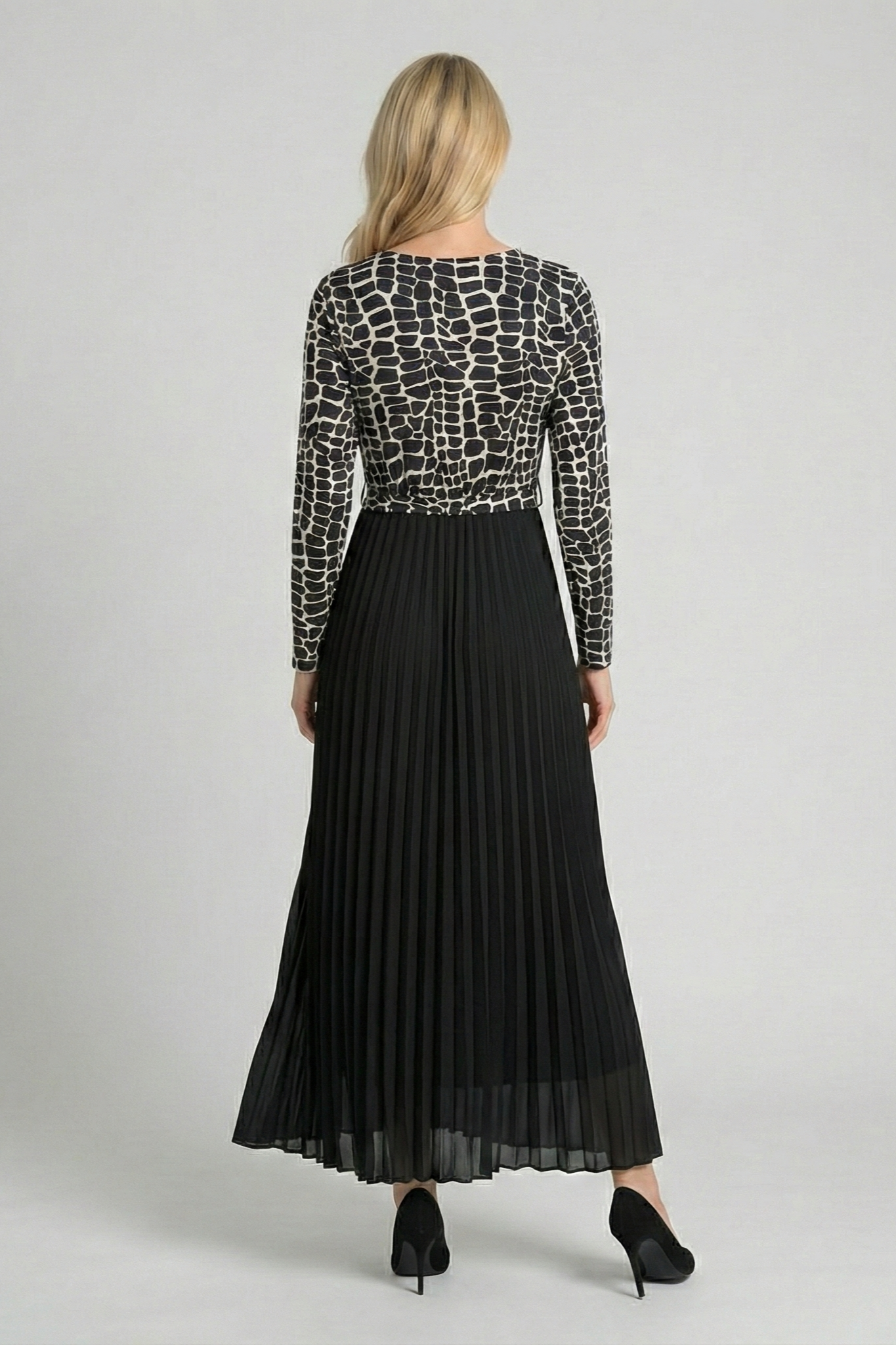 Pleated Maxi Belted Dress