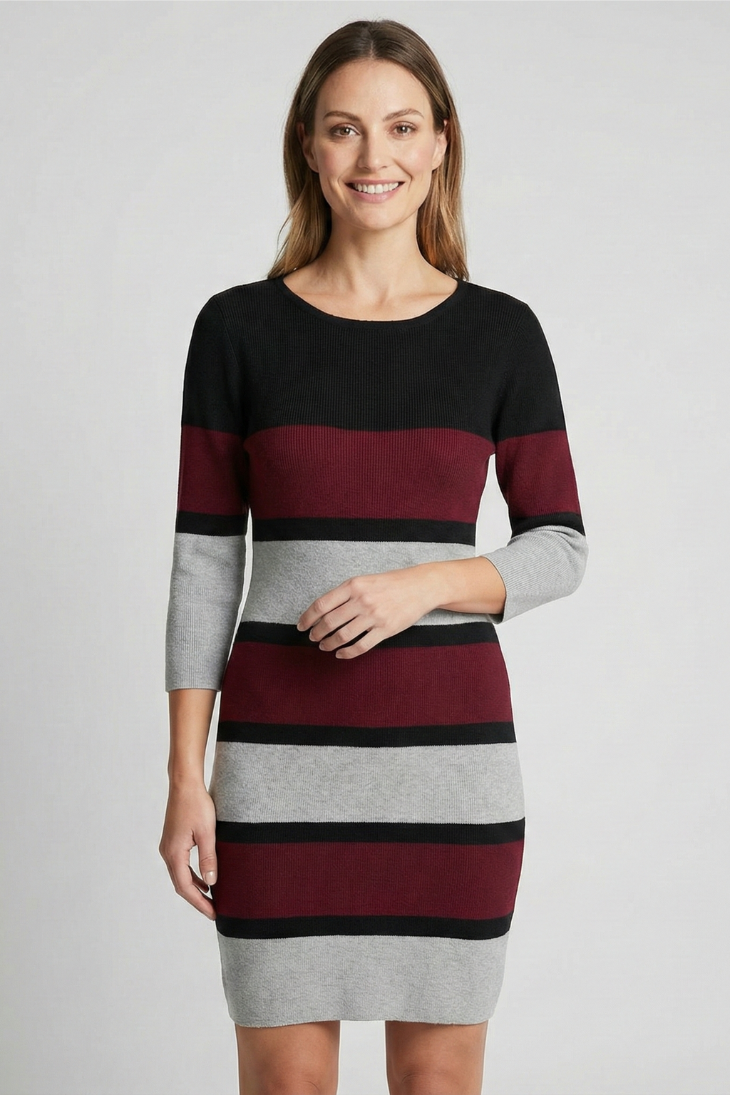 Burgundy Stripe Jumper Dress