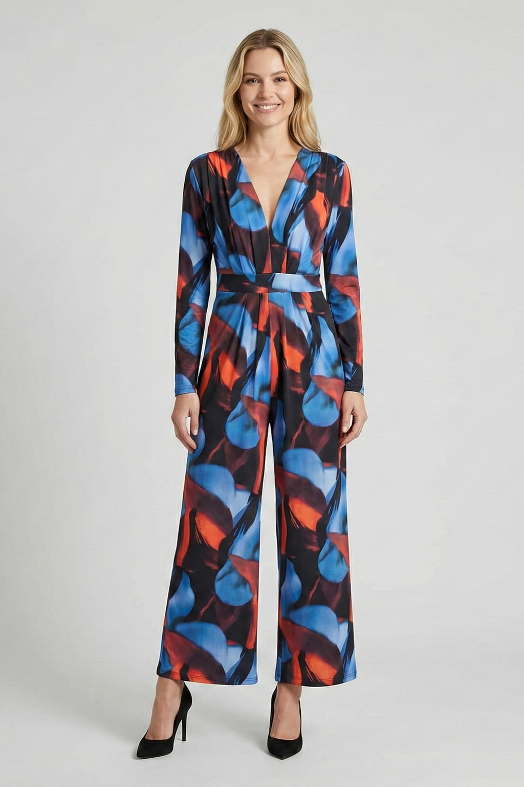 V-neck Long Sleeve Jumpsuit