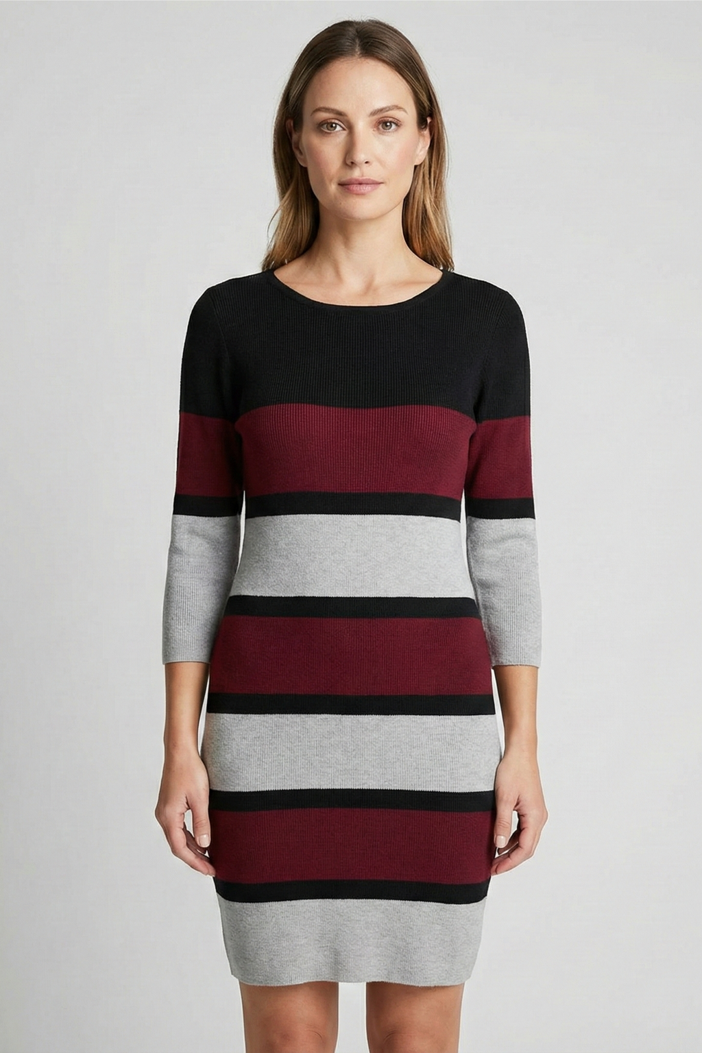Burgundy Stripe Jumper Dress