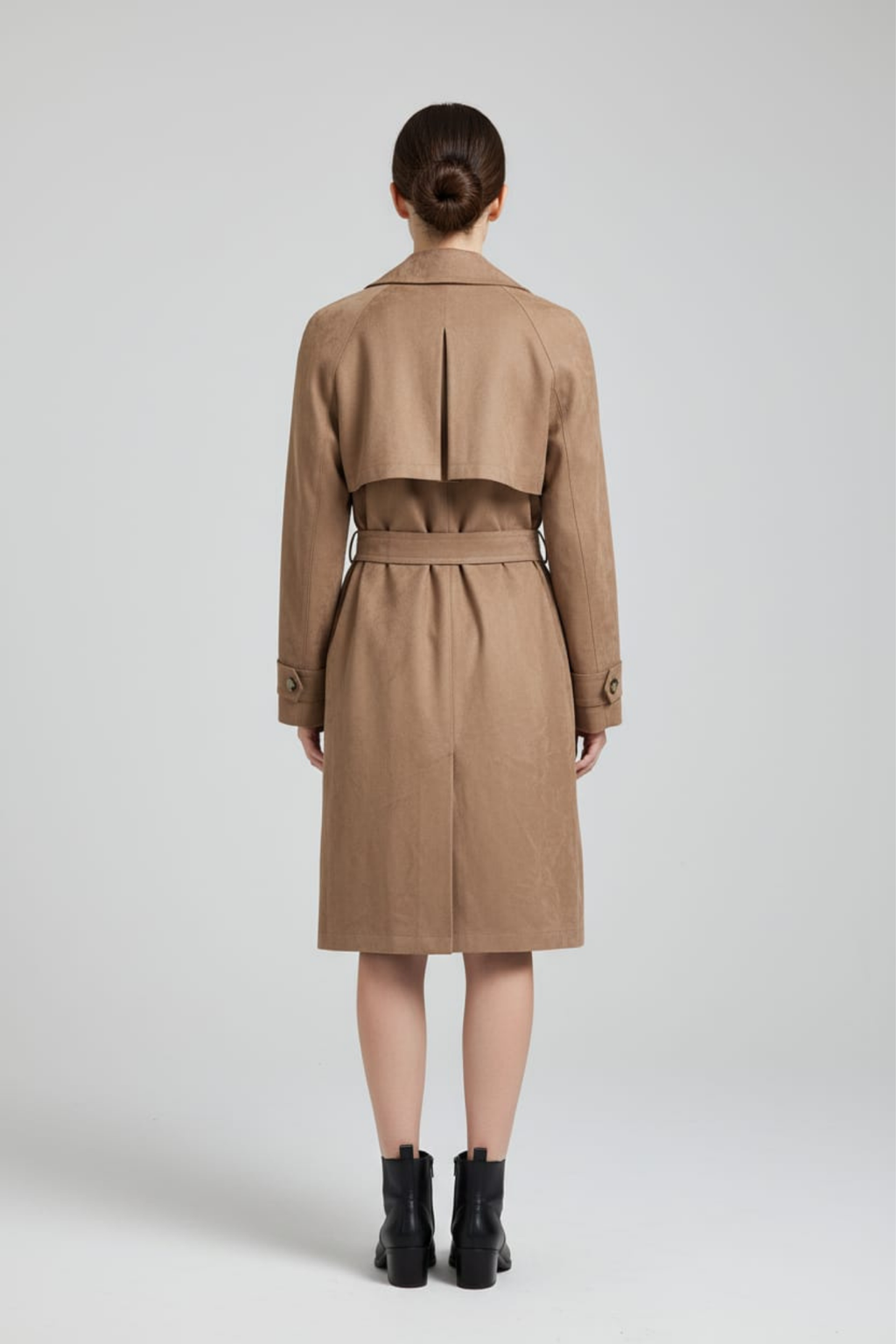 Faux Suede Trench Coat