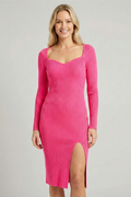 Hot Pink Midi-dress with slit