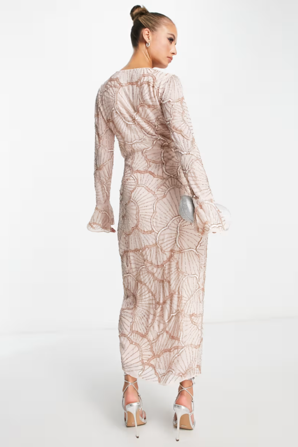 Embellished Wrap Scallop Dress