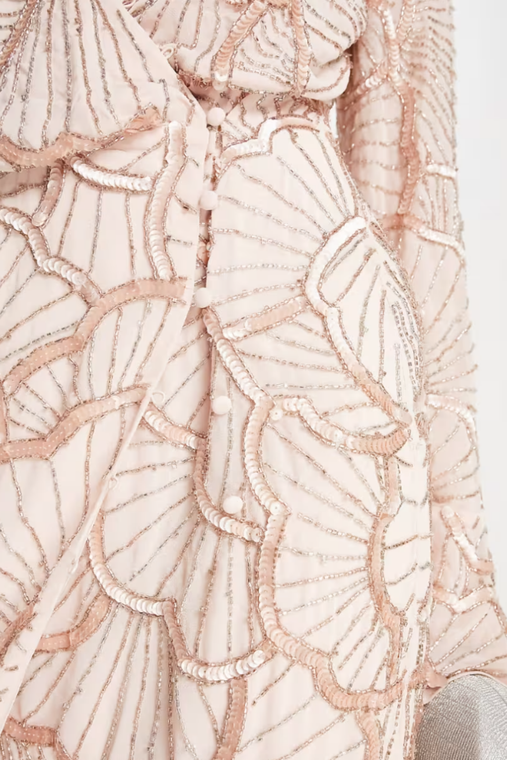 Embellished Wrap Scallop Dress