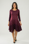 Wine Geometric Hanky Hem Dress