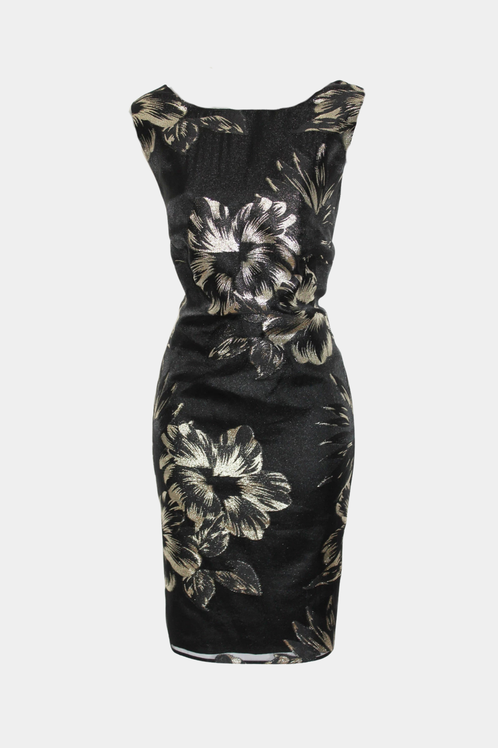Black Gold Jacquard Cocktail Dress
