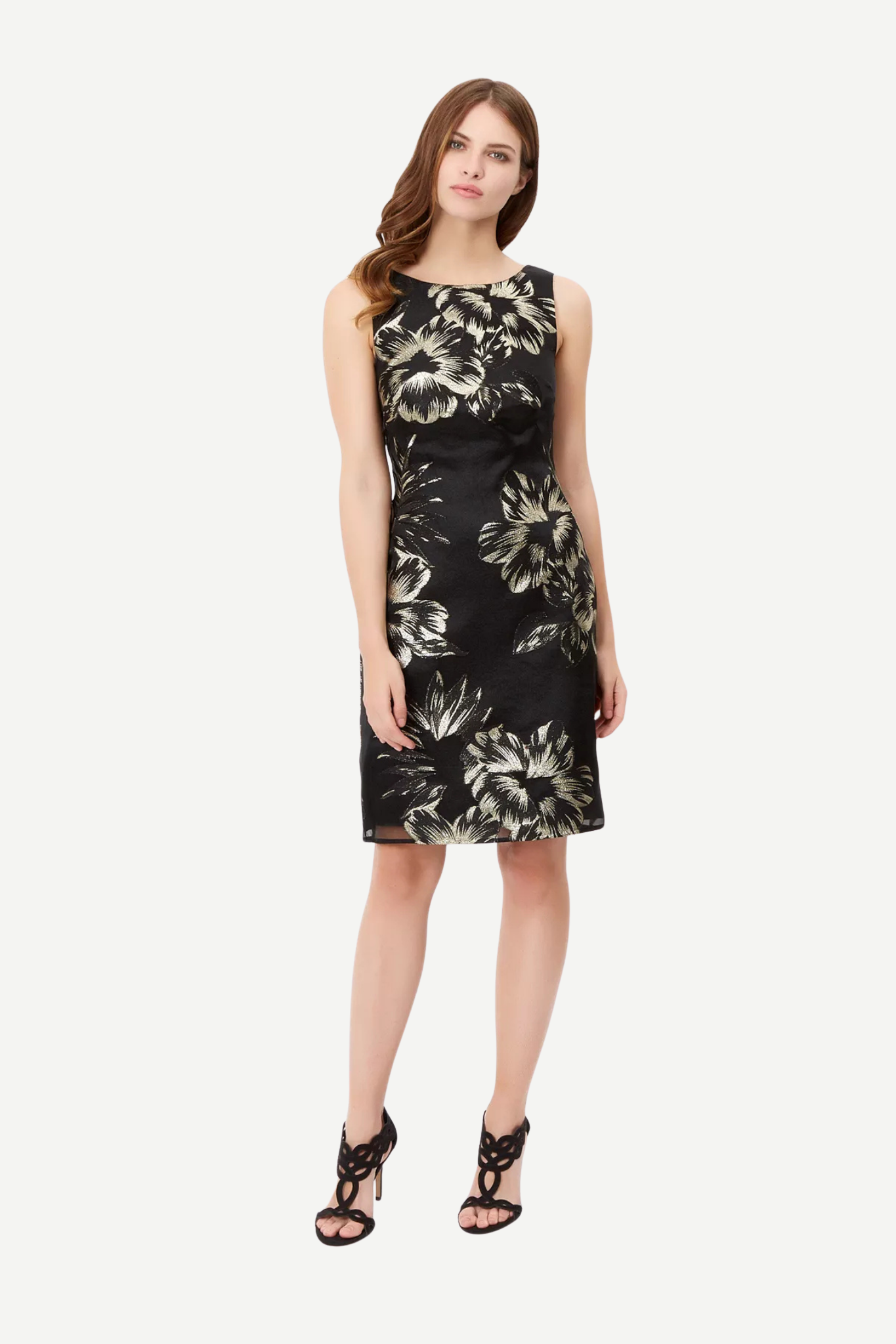 Black Gold Jacquard Cocktail Dress