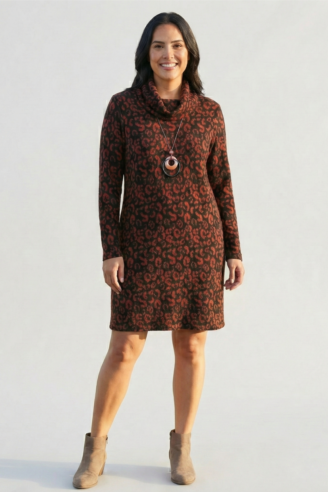 Black and Orange Tunic with Necklace