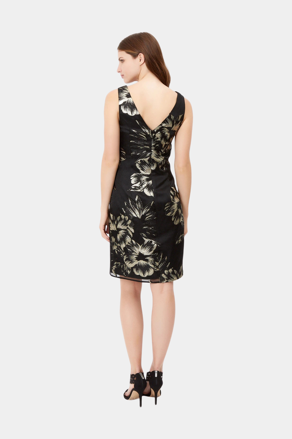 Black Gold Jacquard Cocktail Dress