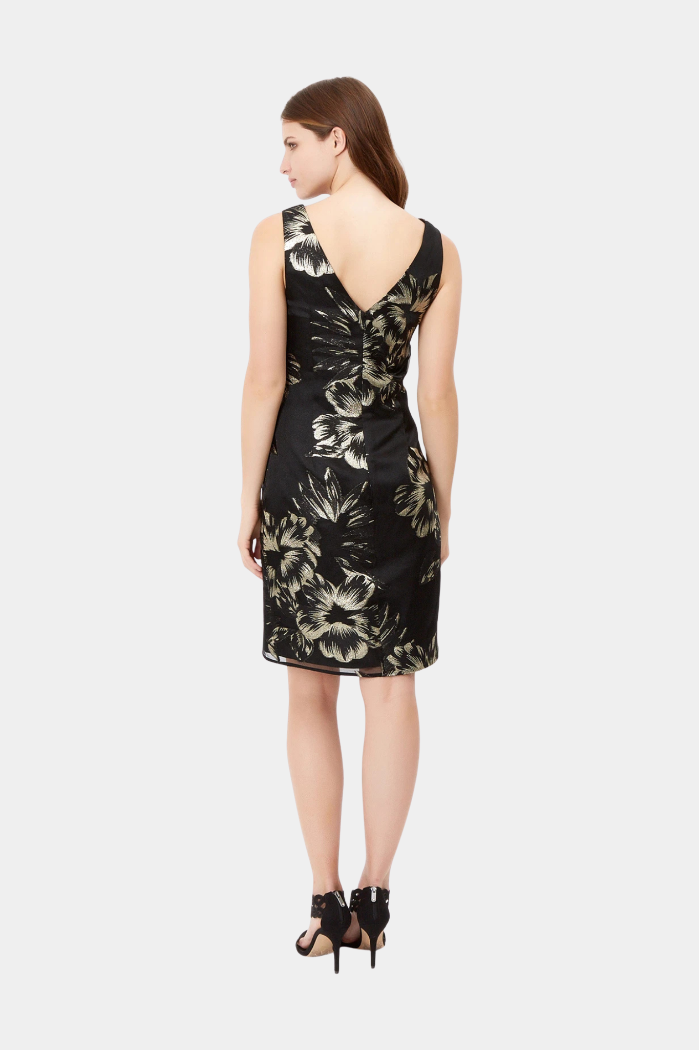 Black Gold Jacquard Cocktail Dress
