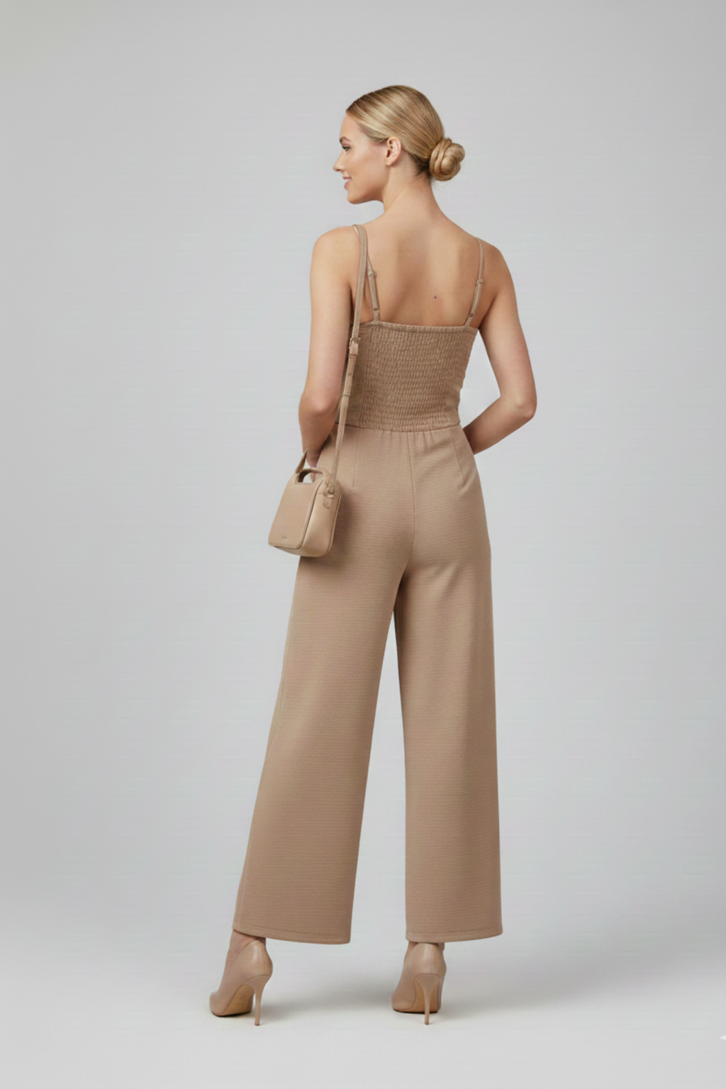 Wavy Trim Spaghetti Strap Jumpsuit