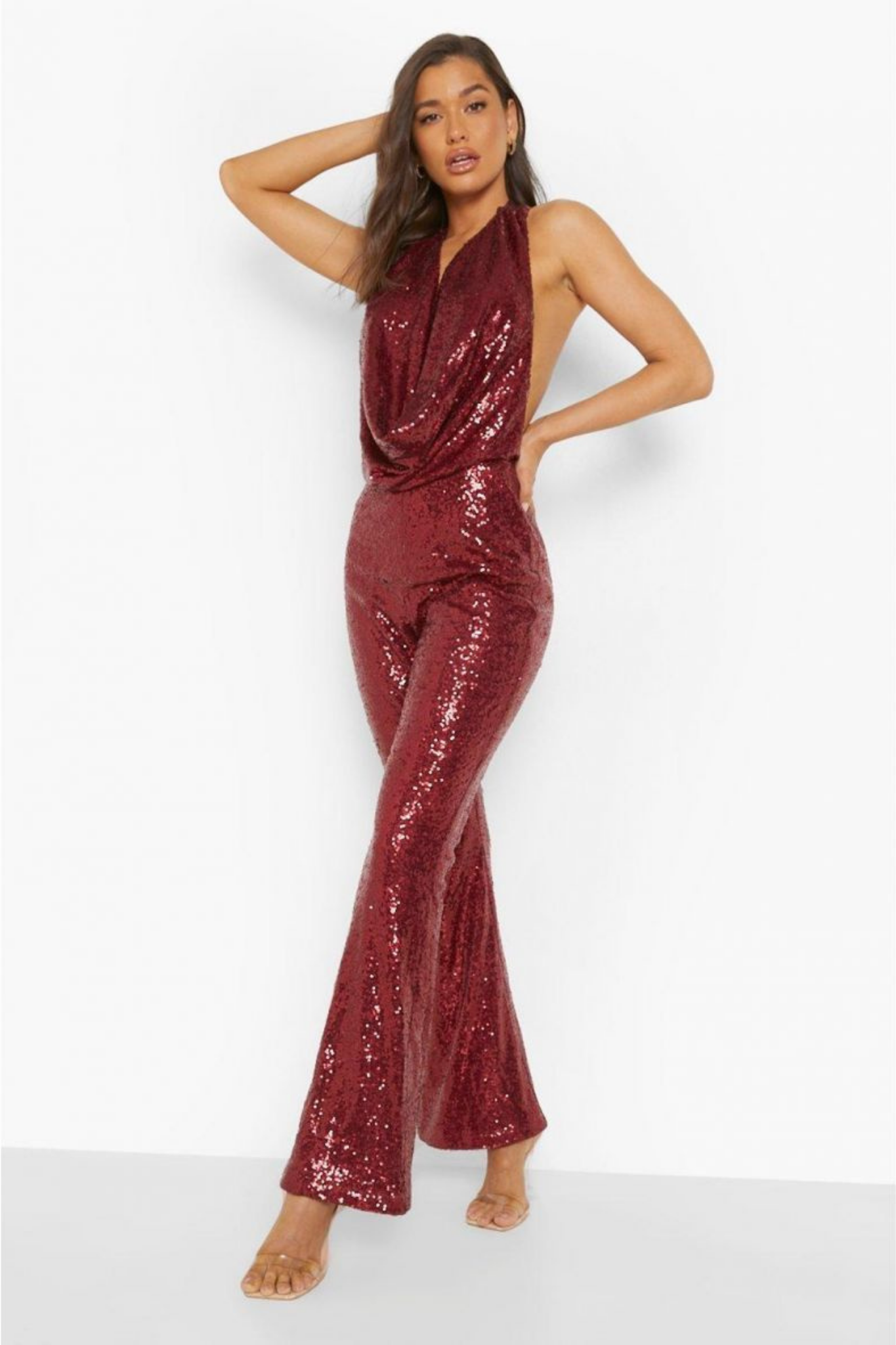 Burgundy Sequin Jumpsuit