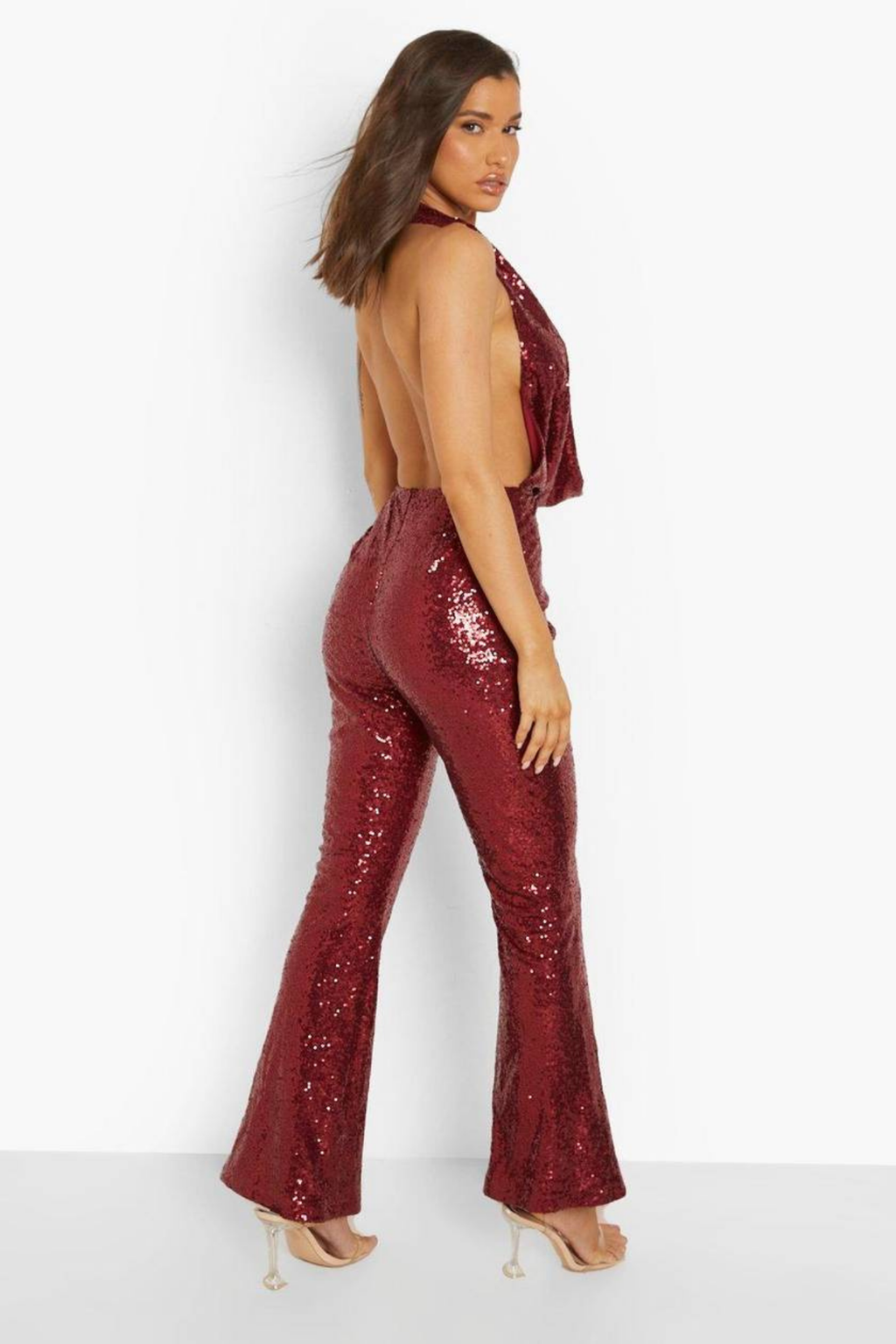 Burgundy Sequin Jumpsuit