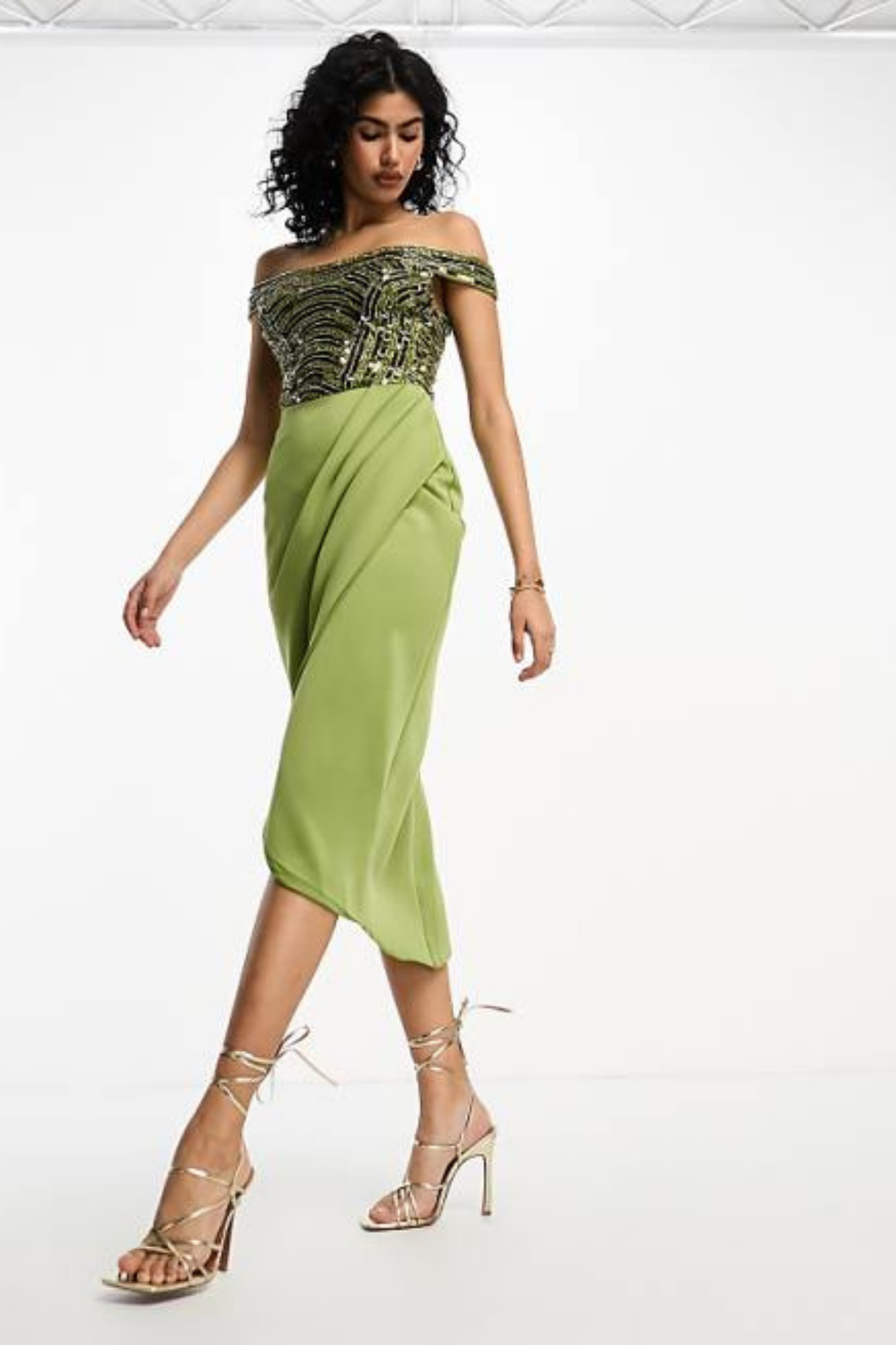 Chevron Green Sequin Dress