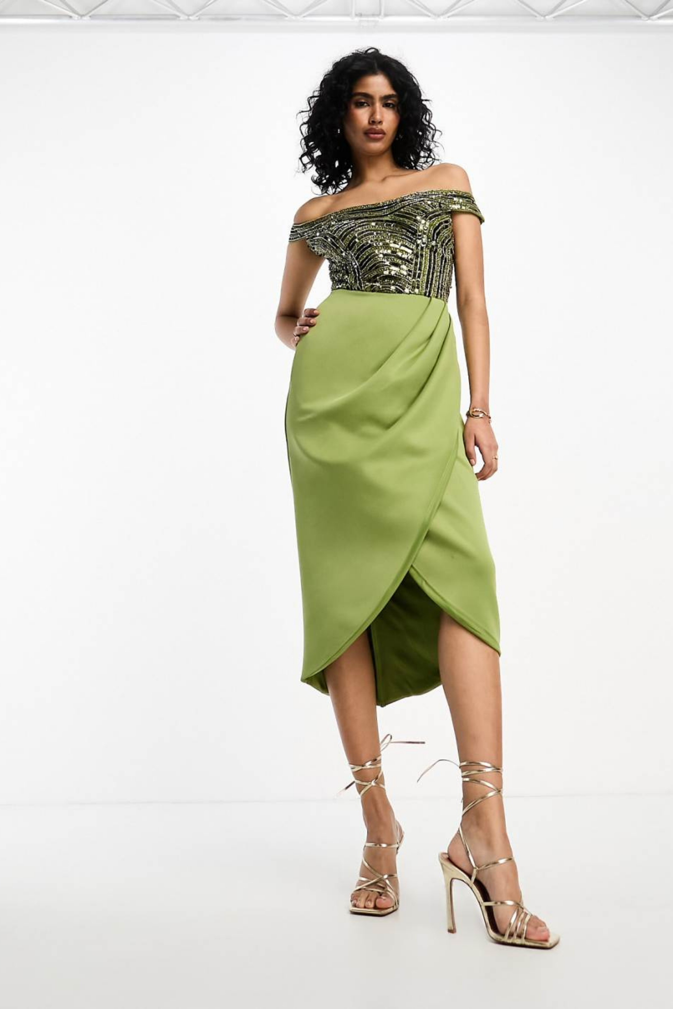 Chevron Green Sequin Dress