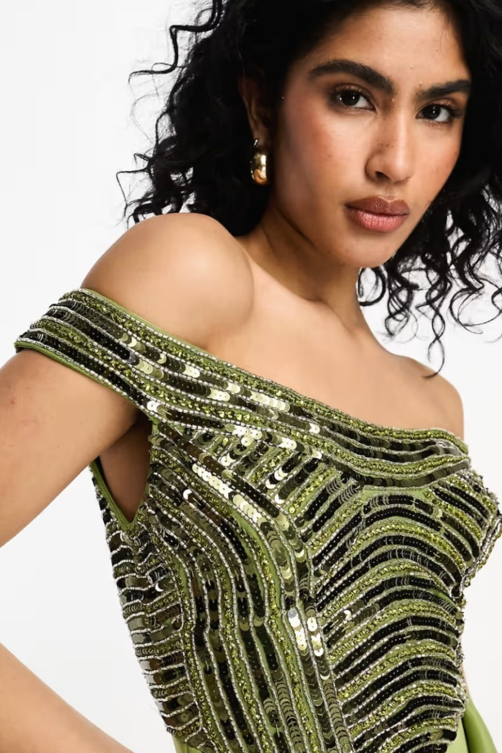 Chevron Green Sequin Dress