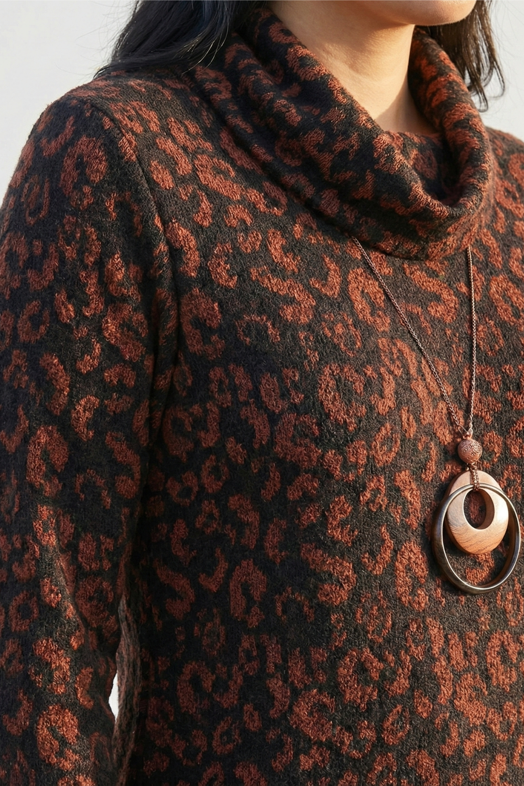 Black and Orange Tunic with Necklace