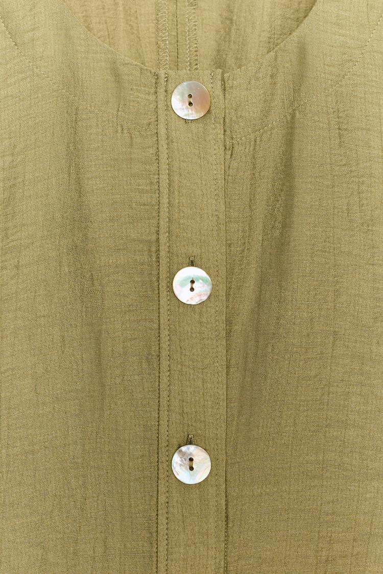 Olive Puff Sleeve Tailored Top
