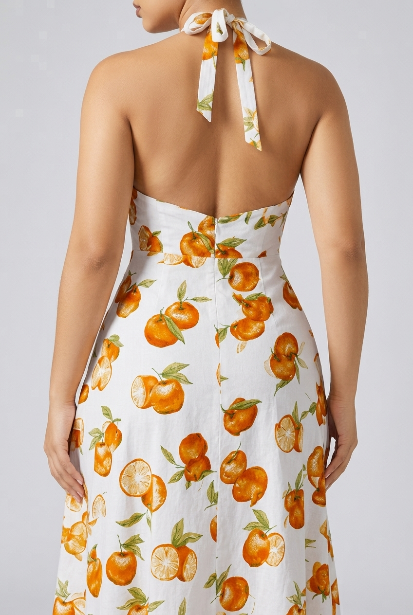 Size M / Oranges Halterneck Midi Dress