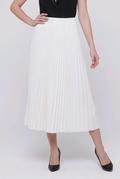 Elegant Ecru Chiffon Pleated Midi Skirt