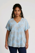 Tropical Leaf Top in Blue