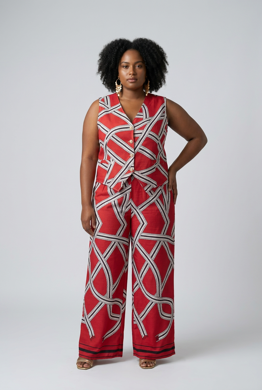 Ribbon Print Vest + Trouser Co-ord Set