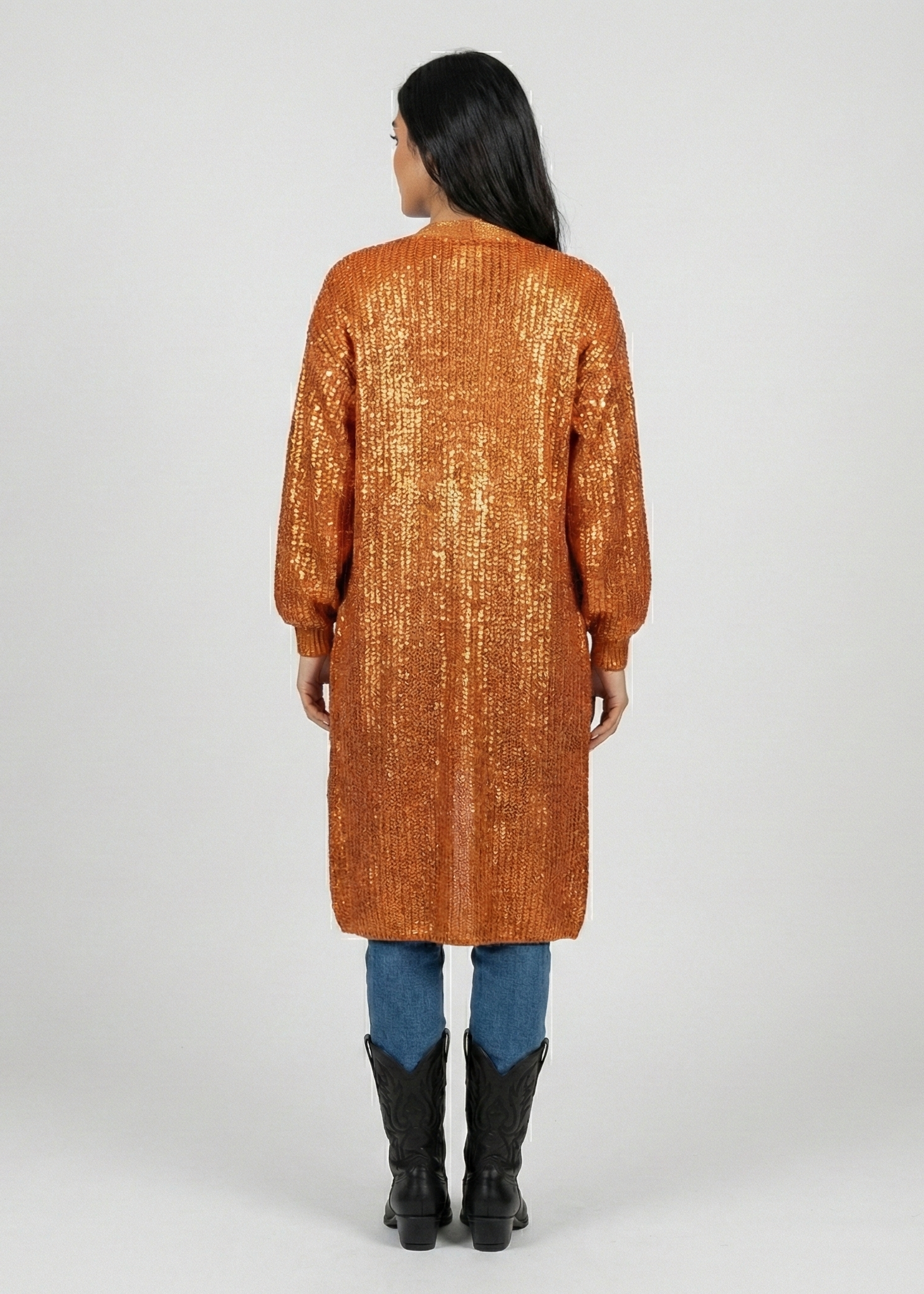 Burnt Orange and Gold Maxi Cardigan
