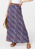 Navy Printed Belt Detail Maxi Skirt