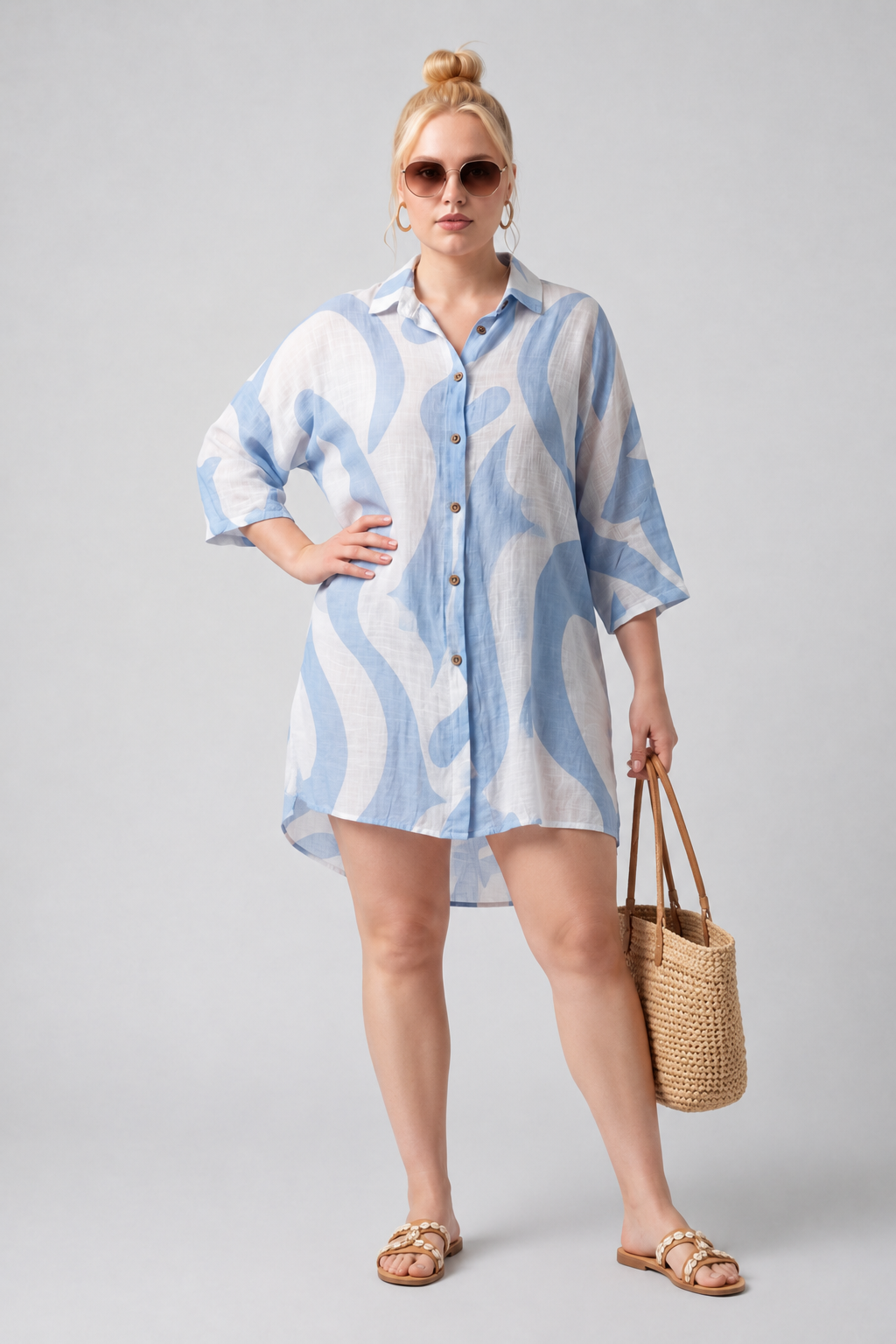 One Size / Cotton Beach Shirt Coverall