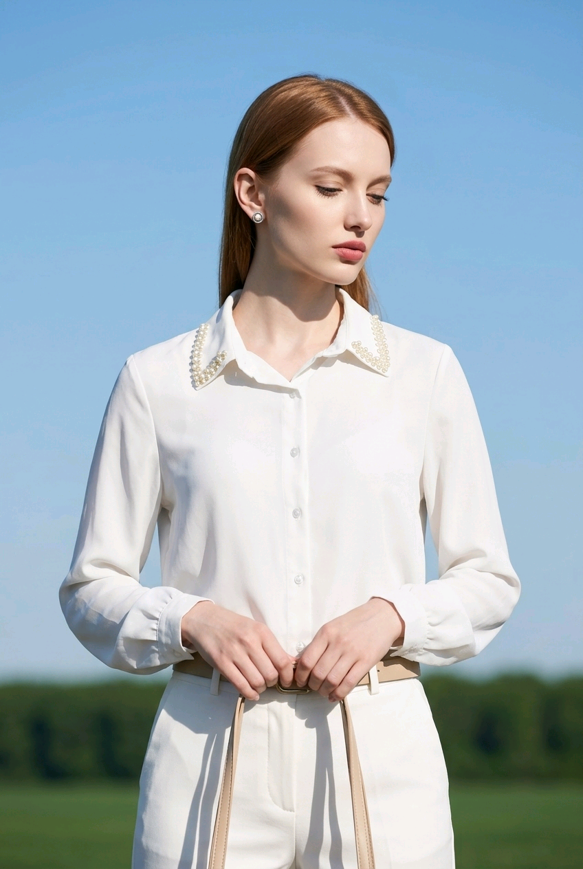 Pearl Collar Button Shirt