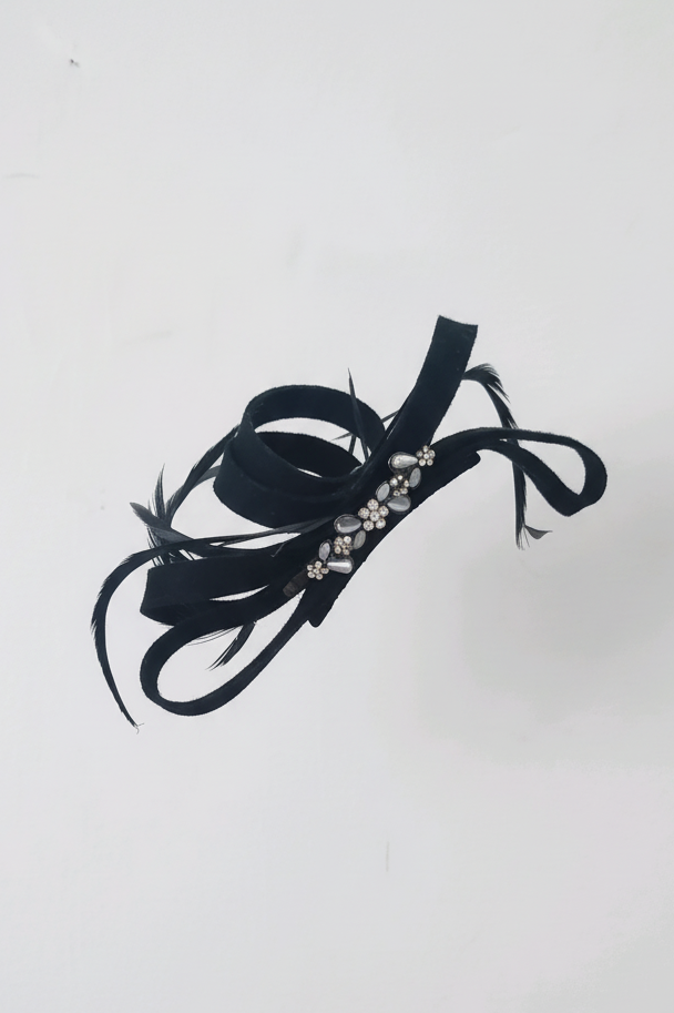 Suede Diamante Fascinator Hair Slide