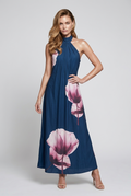 One Size/ Chic Satin Maxi Flower Dress